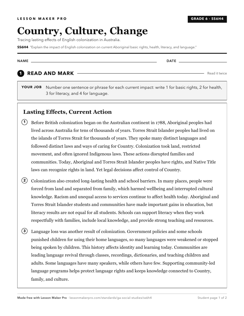 Preview of the SS6H4 printable worksheet