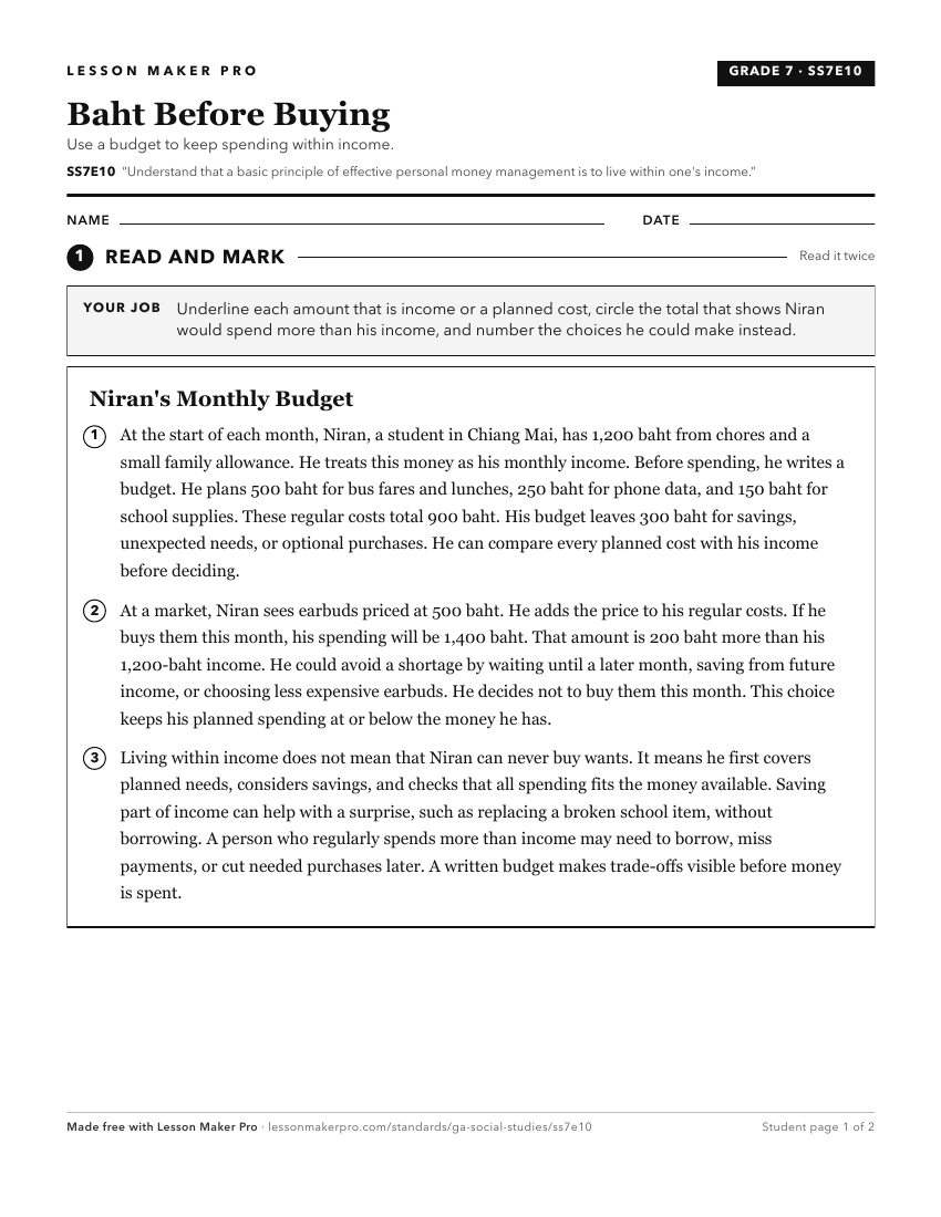 Preview of the SS7E10 printable worksheet