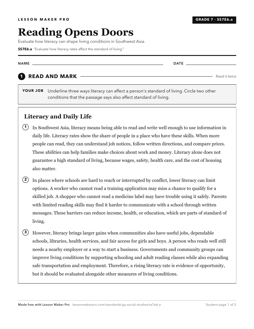 Preview of the SS7E6.a printable worksheet
