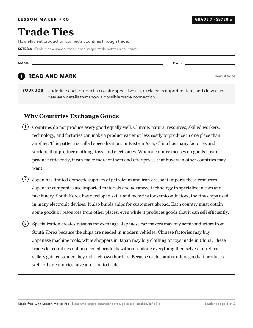 Preview of the SS7E8.a printable worksheet