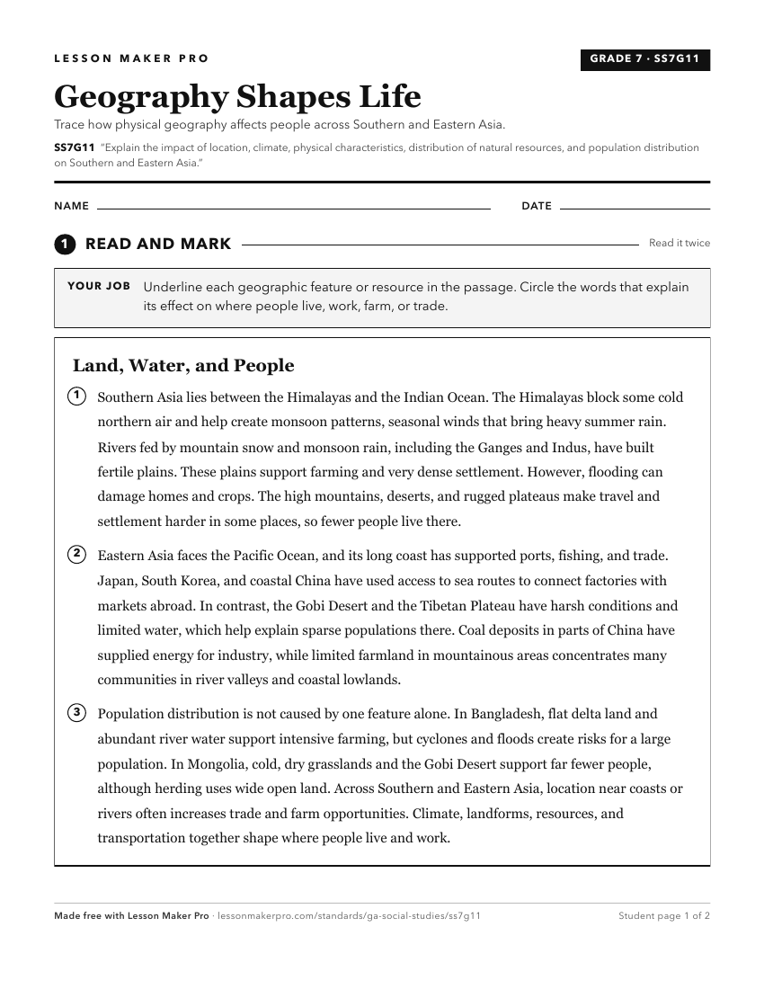 Preview of the SS7G11 printable worksheet