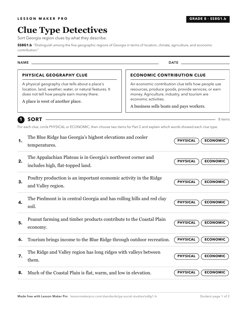 Preview of the SS8G1.b printable worksheet