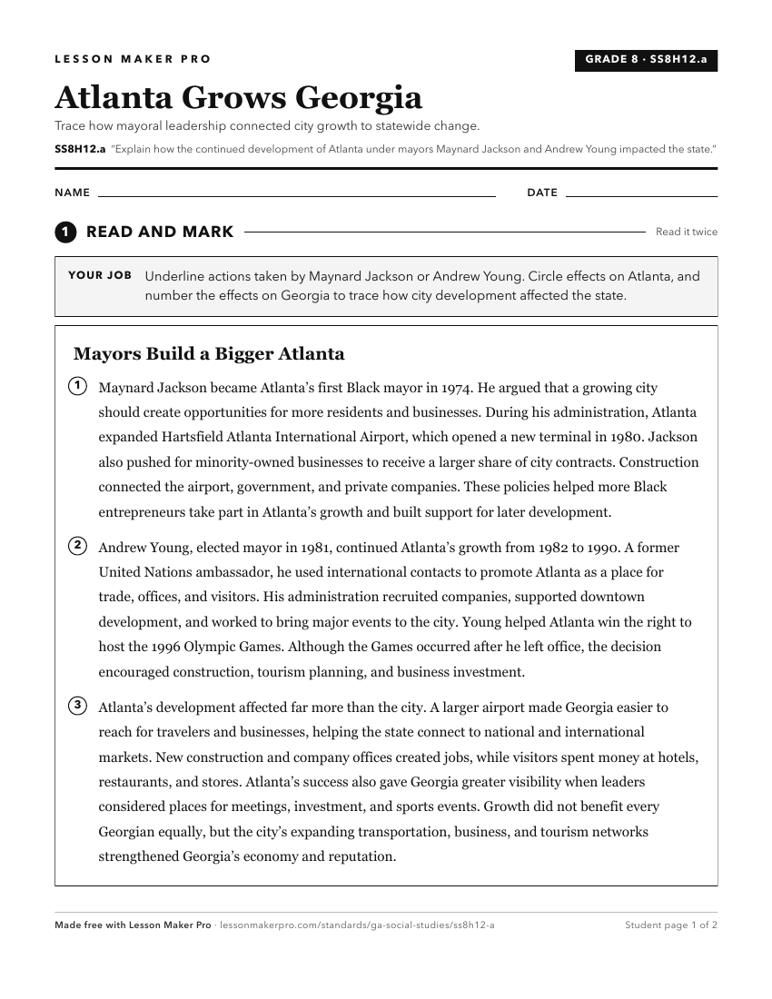 Preview of the SS8H12.a printable worksheet