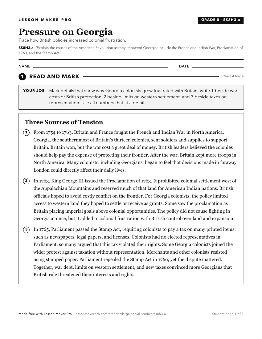 Preview of the SS8H3.a printable worksheet