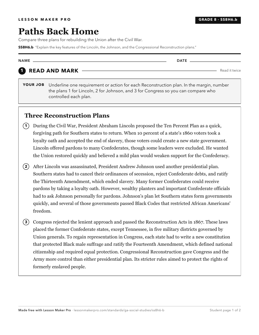 Preview of the SS8H6.b printable worksheet