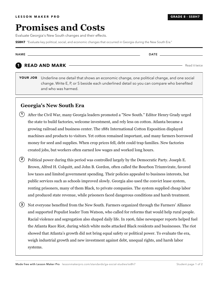 Preview of the SS8H7 printable worksheet