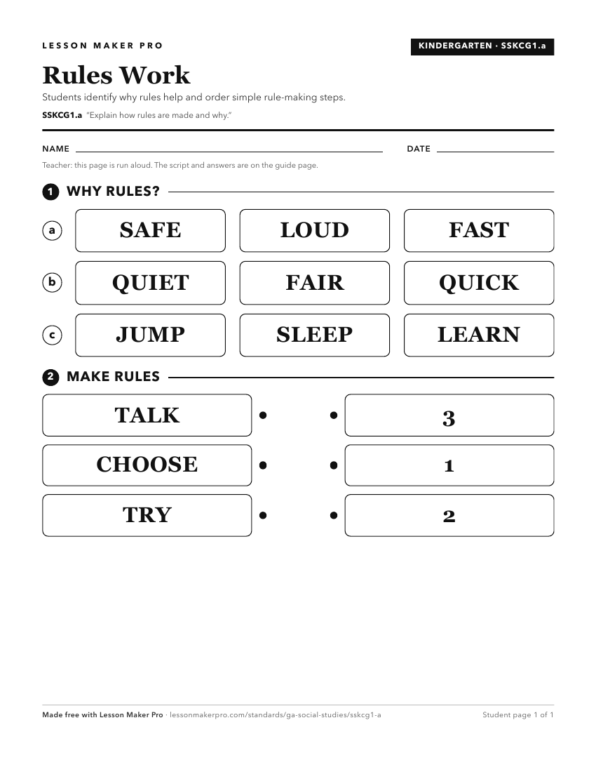 Preview of the SSKCG1.a printable worksheet