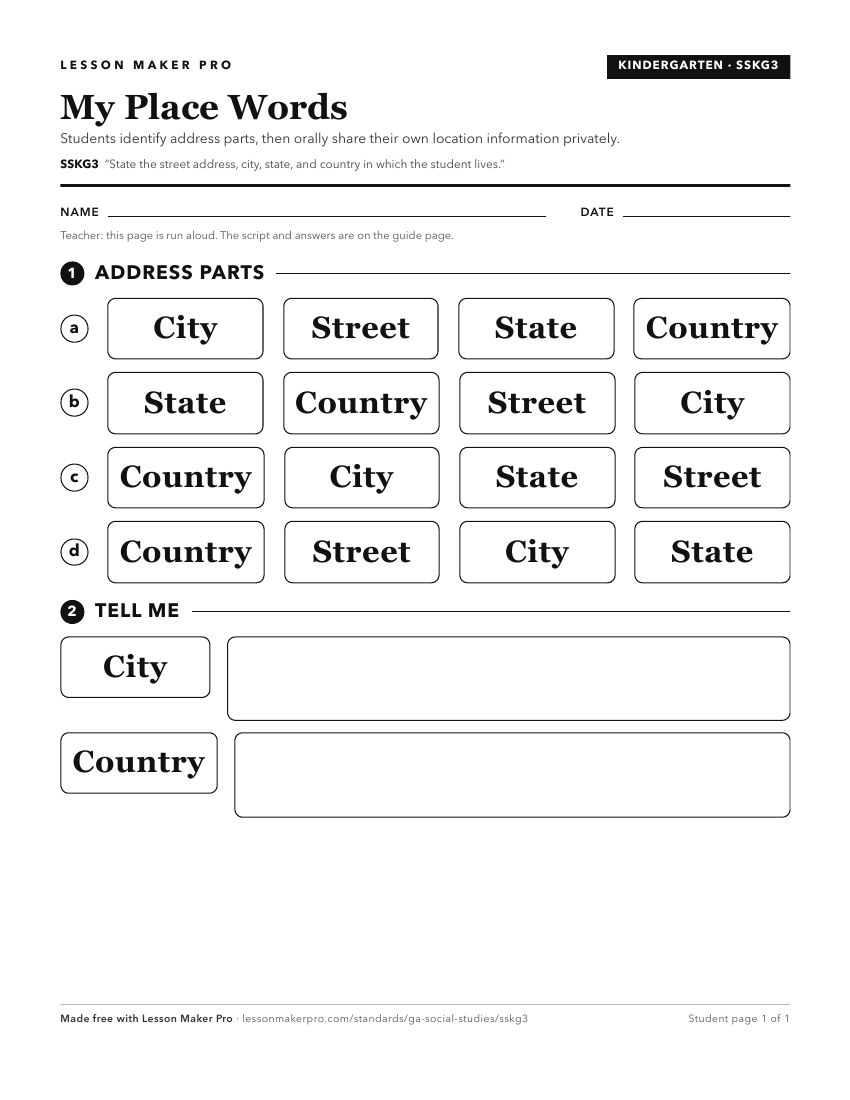 Preview of the SSKG3 printable worksheet