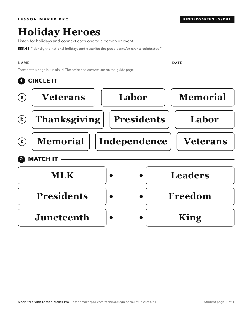 Preview of the SSKH1 printable worksheet