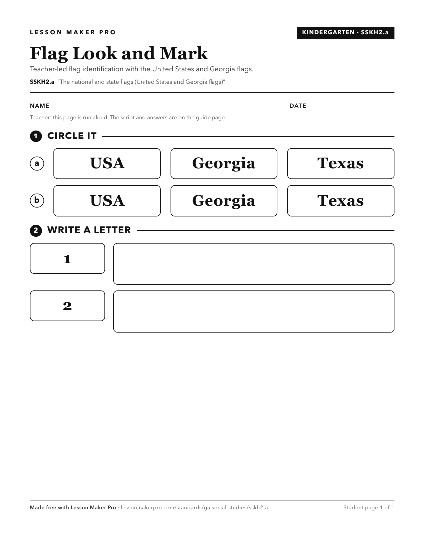 Preview of the SSKH2.a printable worksheet