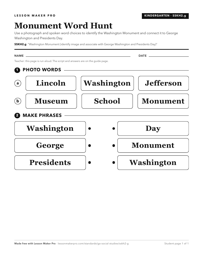 Preview of the SSKH2.g printable worksheet
