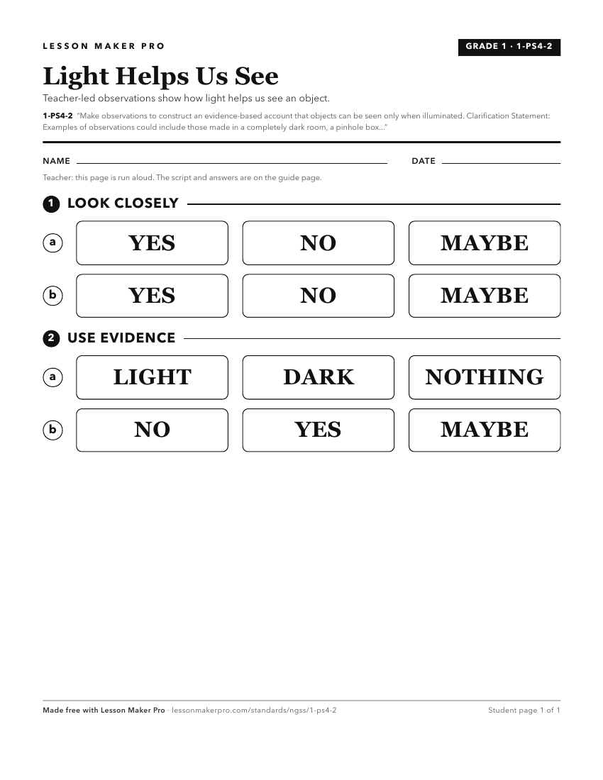 Preview of the 1-PS4-2 printable worksheet