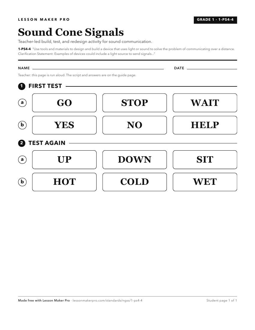 Preview of the 1-PS4-4 printable worksheet