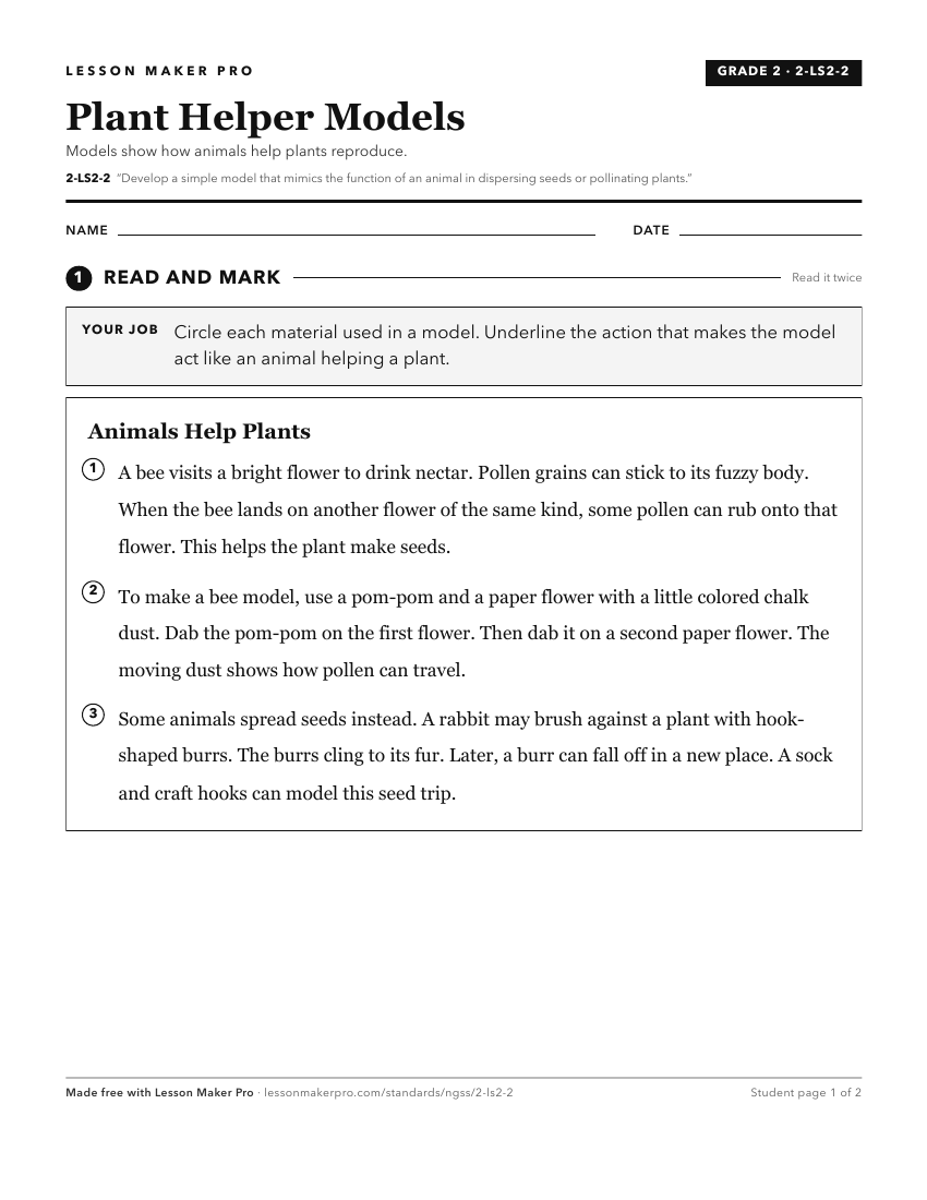 Preview of the 2-LS2-2 printable worksheet