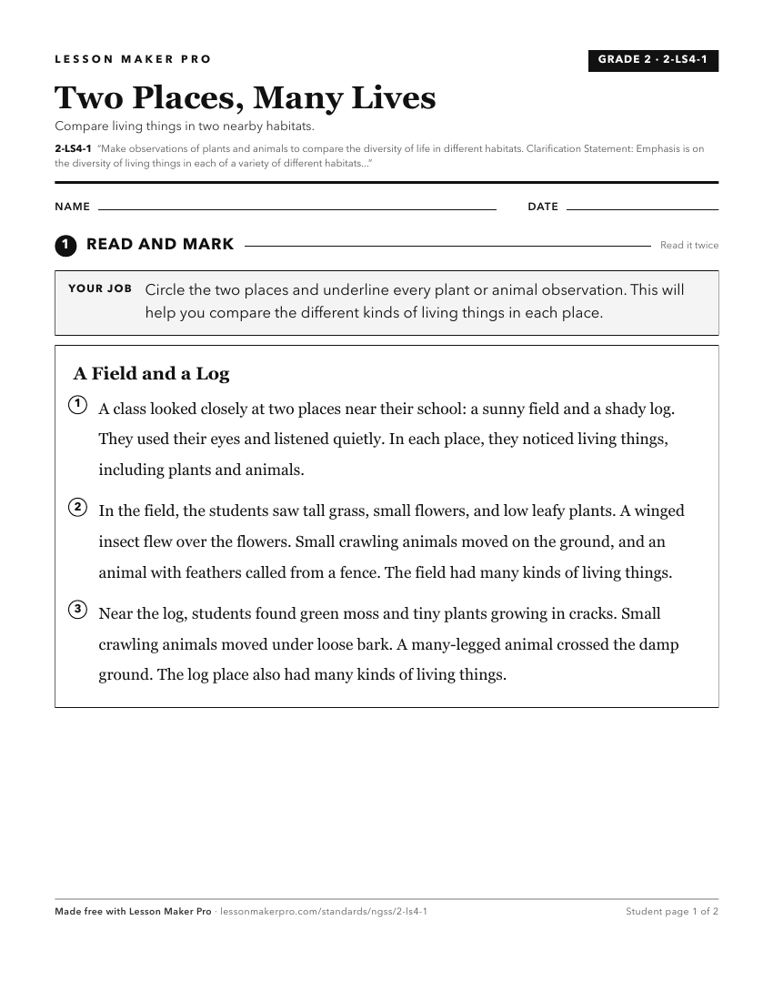 Preview of the 2-LS4-1 printable worksheet