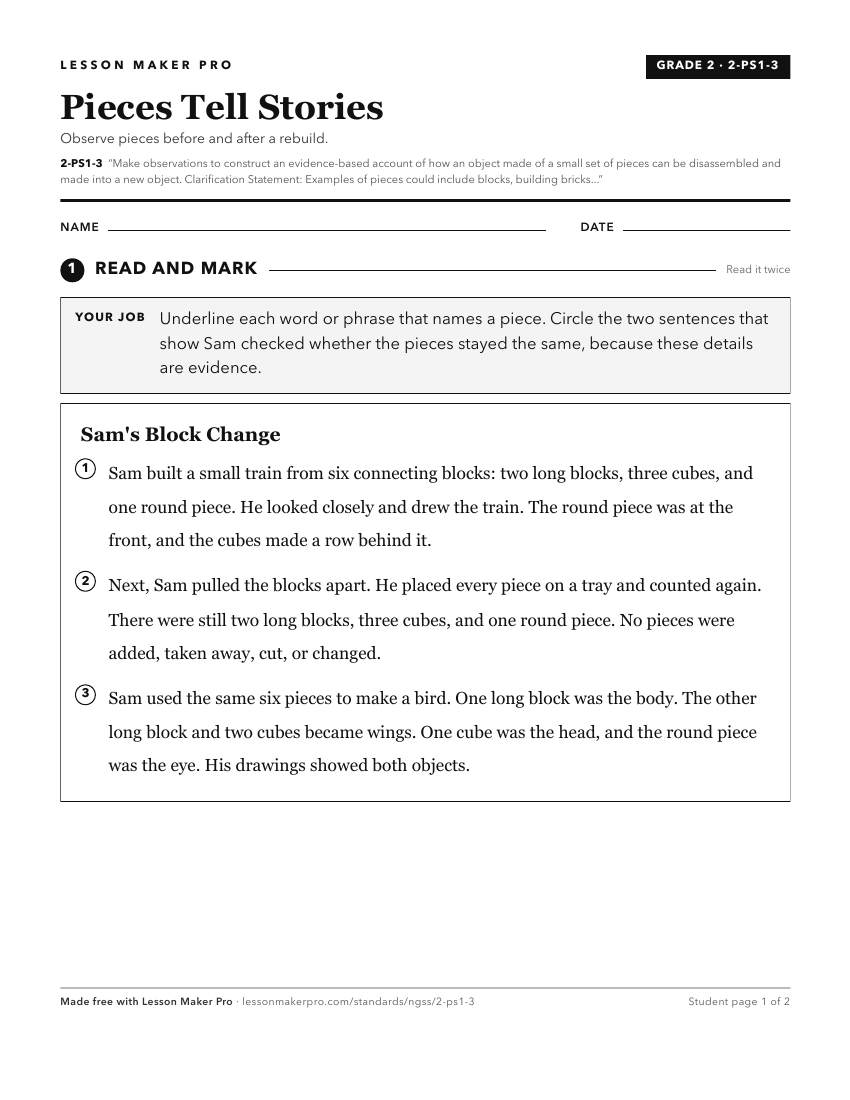 Preview of the 2-PS1-3 printable worksheet