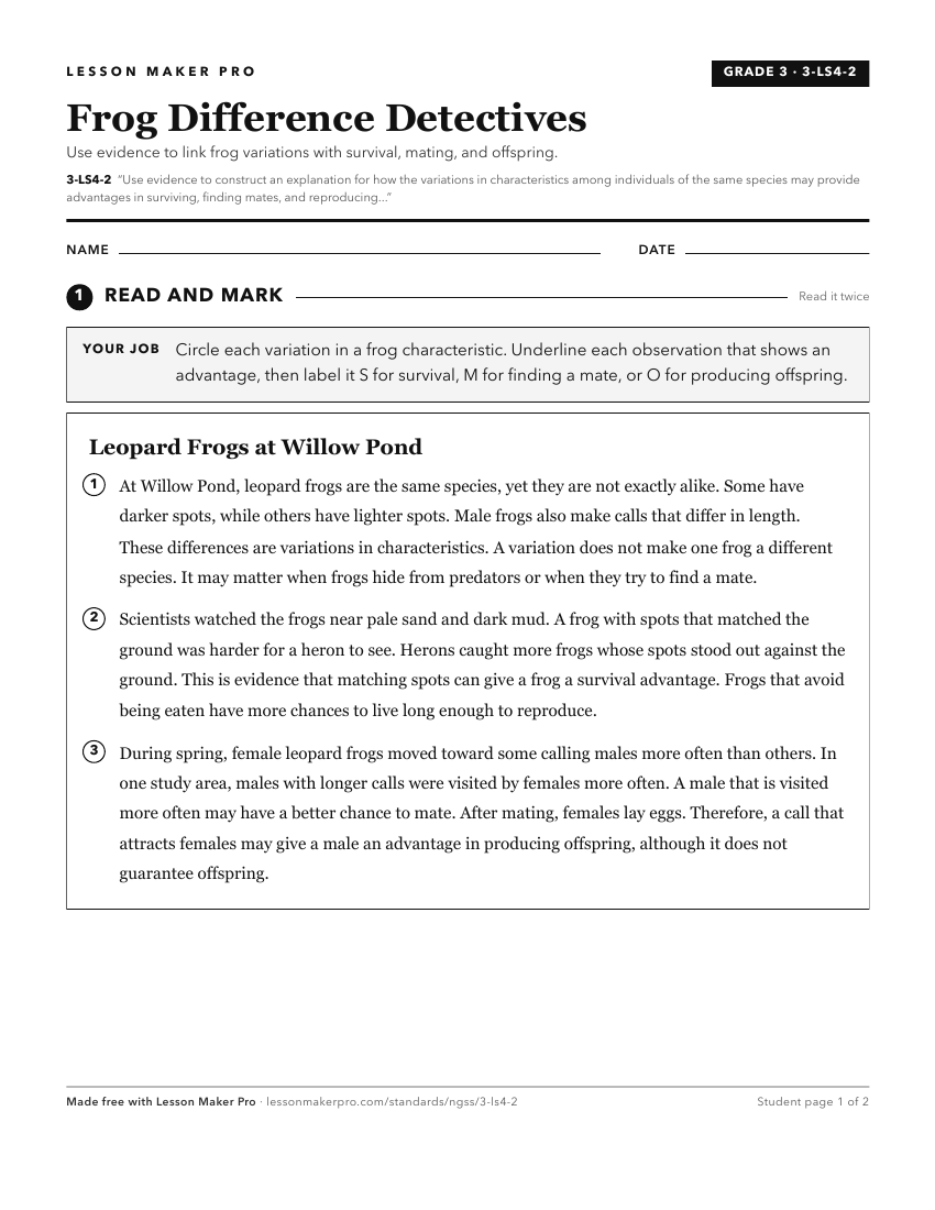Preview of the 3-LS4-2 printable worksheet