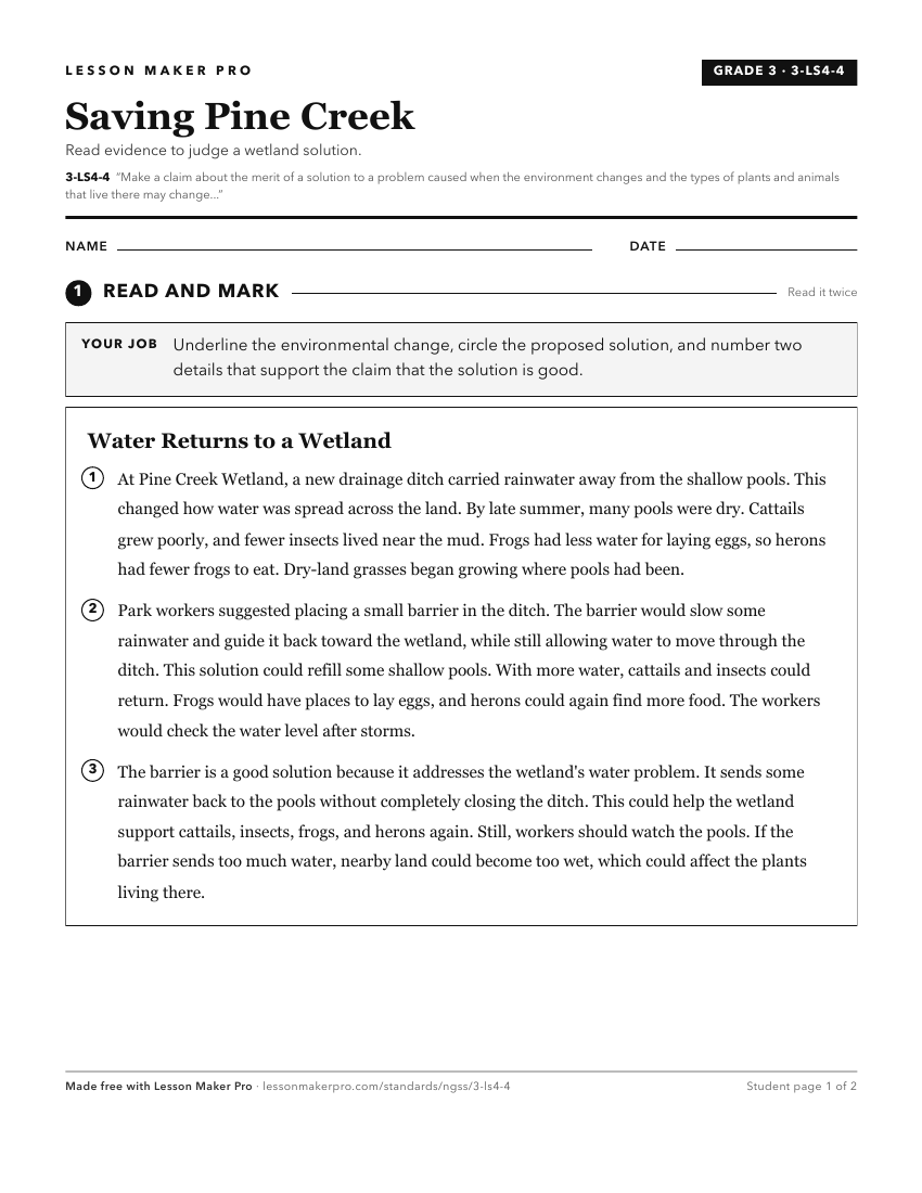 Preview of the 3-LS4-4 printable worksheet