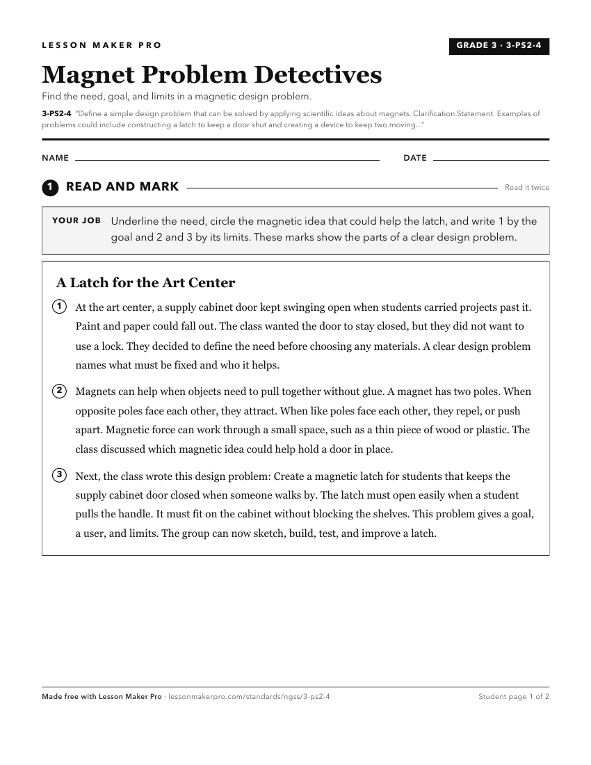 Preview of the 3-PS2-4 printable worksheet