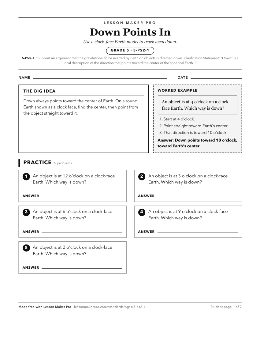 Preview of the 5-PS2-1 printable worksheet