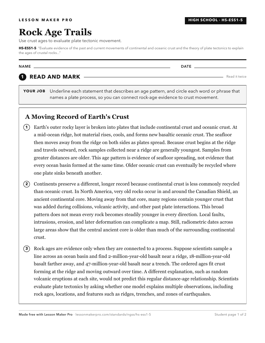 Preview of the HS-ESS1-5 printable worksheet