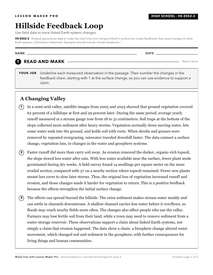 Preview of the HS-ESS2-2 printable worksheet