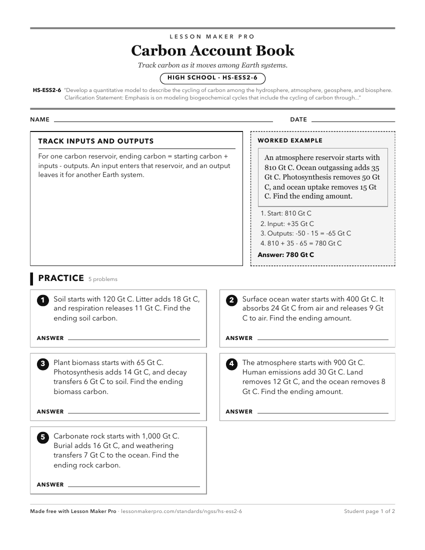 Preview of the HS-ESS2-6 printable worksheet