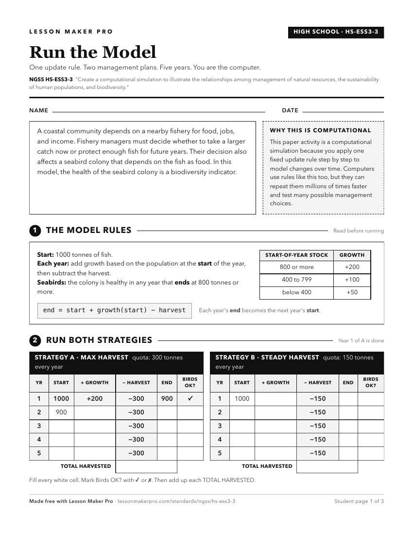 Preview of the HS-ESS3-3 printable worksheet