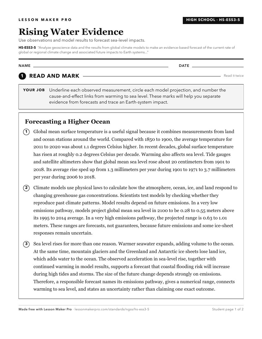 Preview of the HS-ESS3-5 printable worksheet