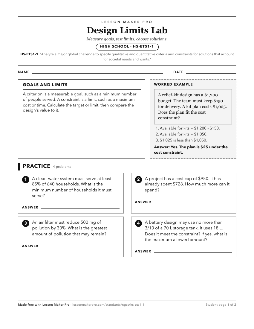 Preview of the HS-ETS1-1 printable worksheet