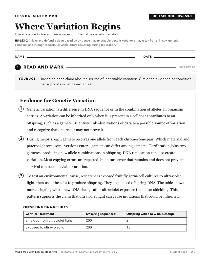 Preview of the HS-LS3-2 printable worksheet
