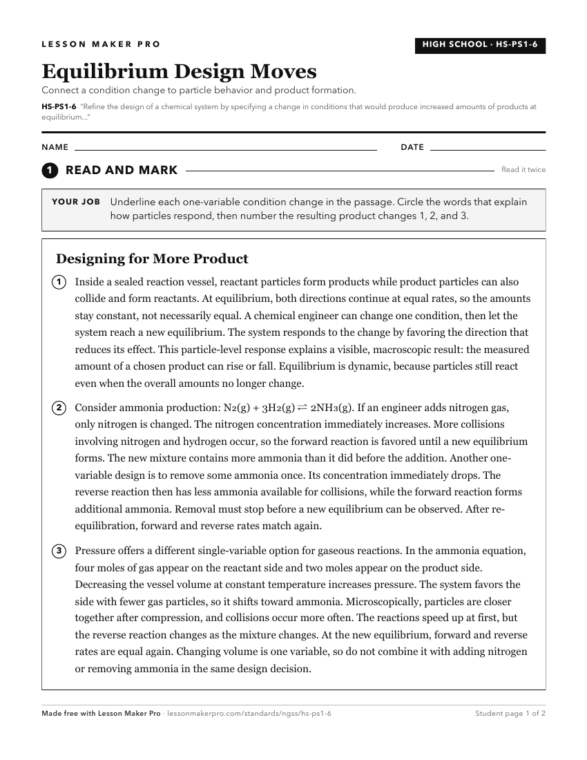 Preview of the HS-PS1-6 printable worksheet