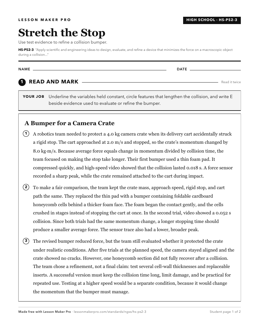 Preview of the HS-PS2-3 printable worksheet