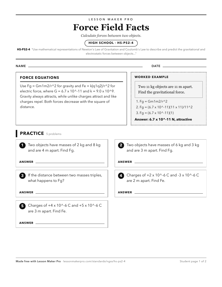 Preview of the HS-PS2-4 printable worksheet