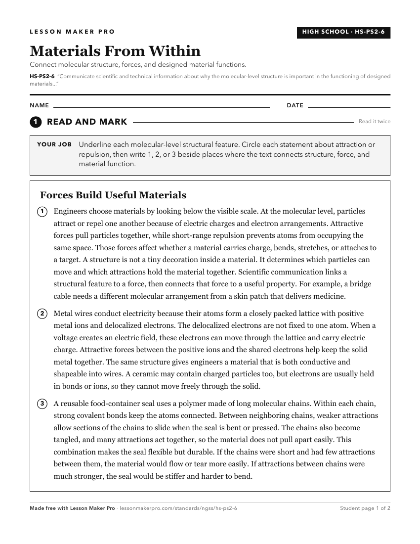 Preview of the HS-PS2-6 printable worksheet