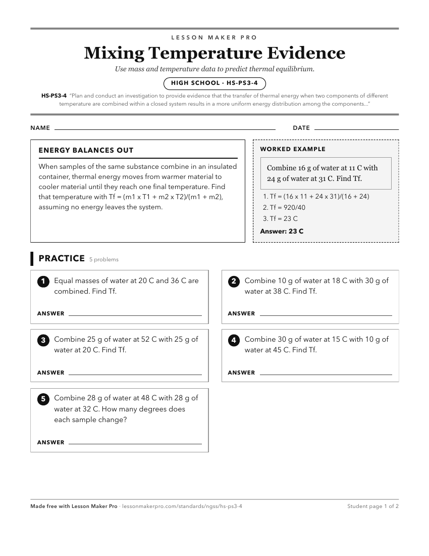Preview of the HS-PS3-4 printable worksheet
