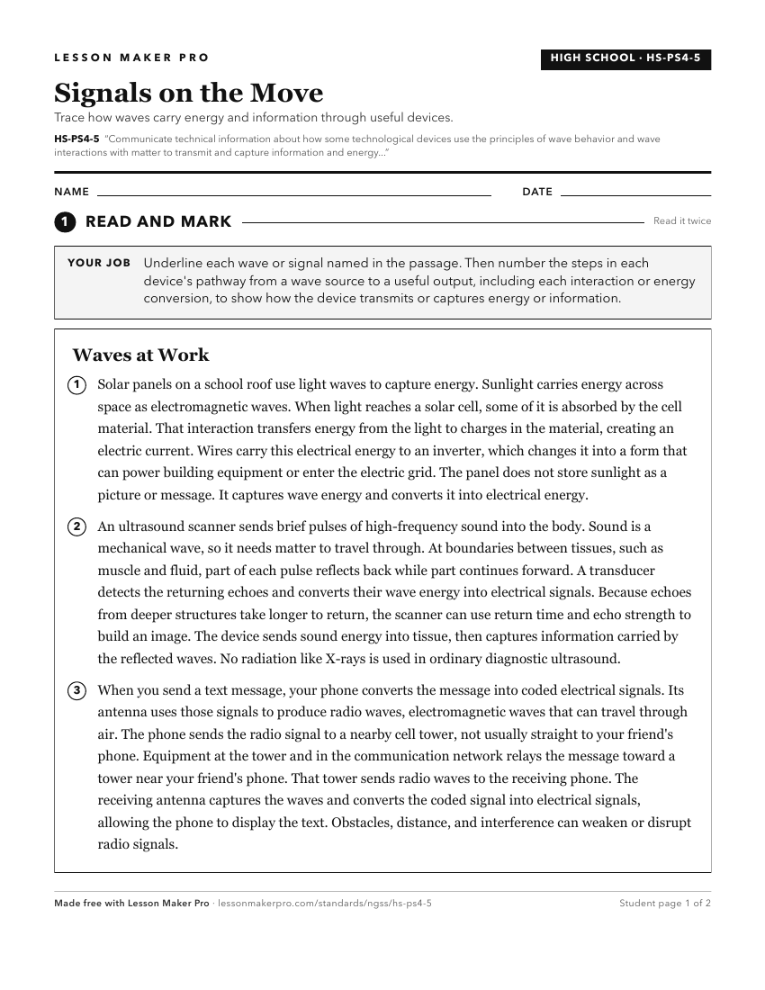 Preview of the HS-PS4-5 printable worksheet