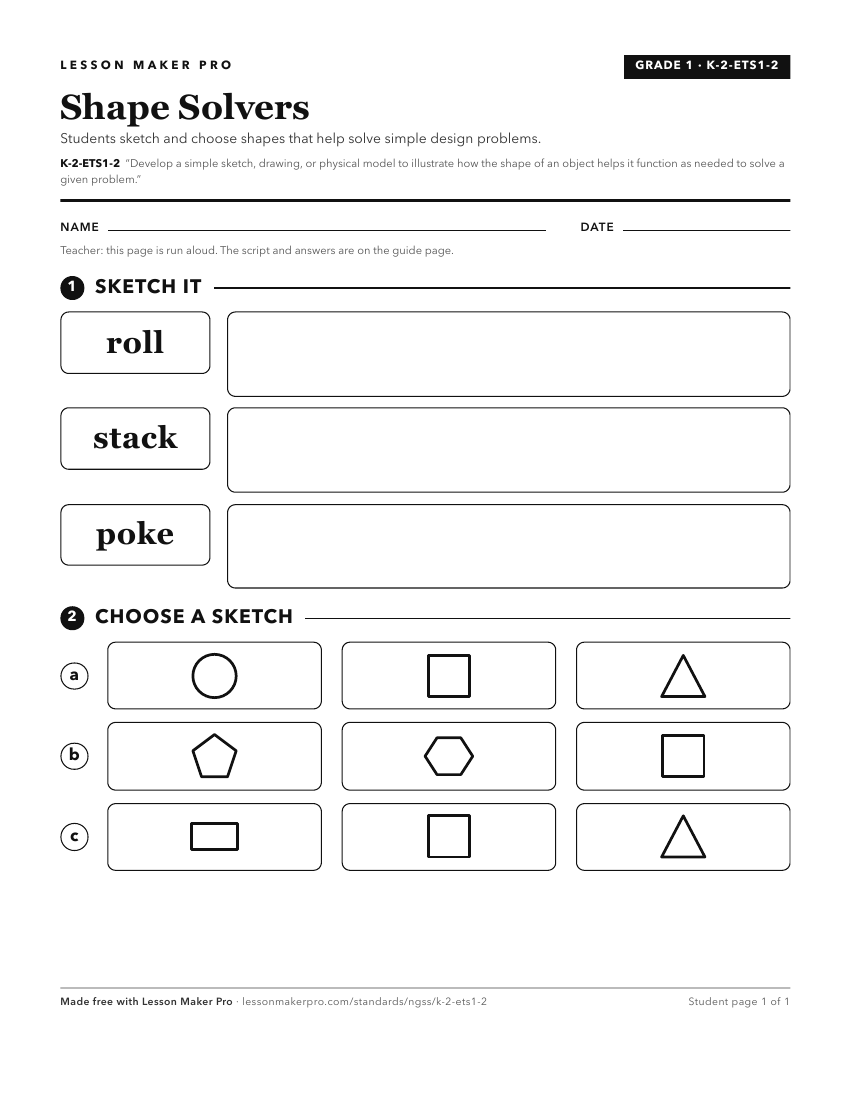 Preview of the K-2-ETS1-2 printable worksheet