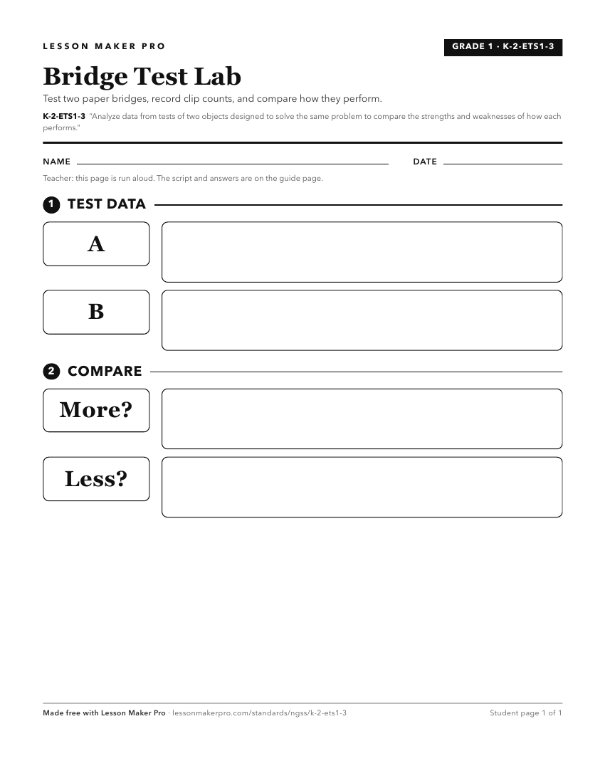 Preview of the K-2-ETS1-3 printable worksheet