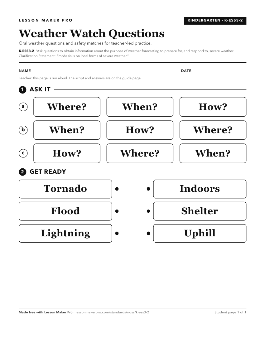 Preview of the K-ESS3-2 printable worksheet