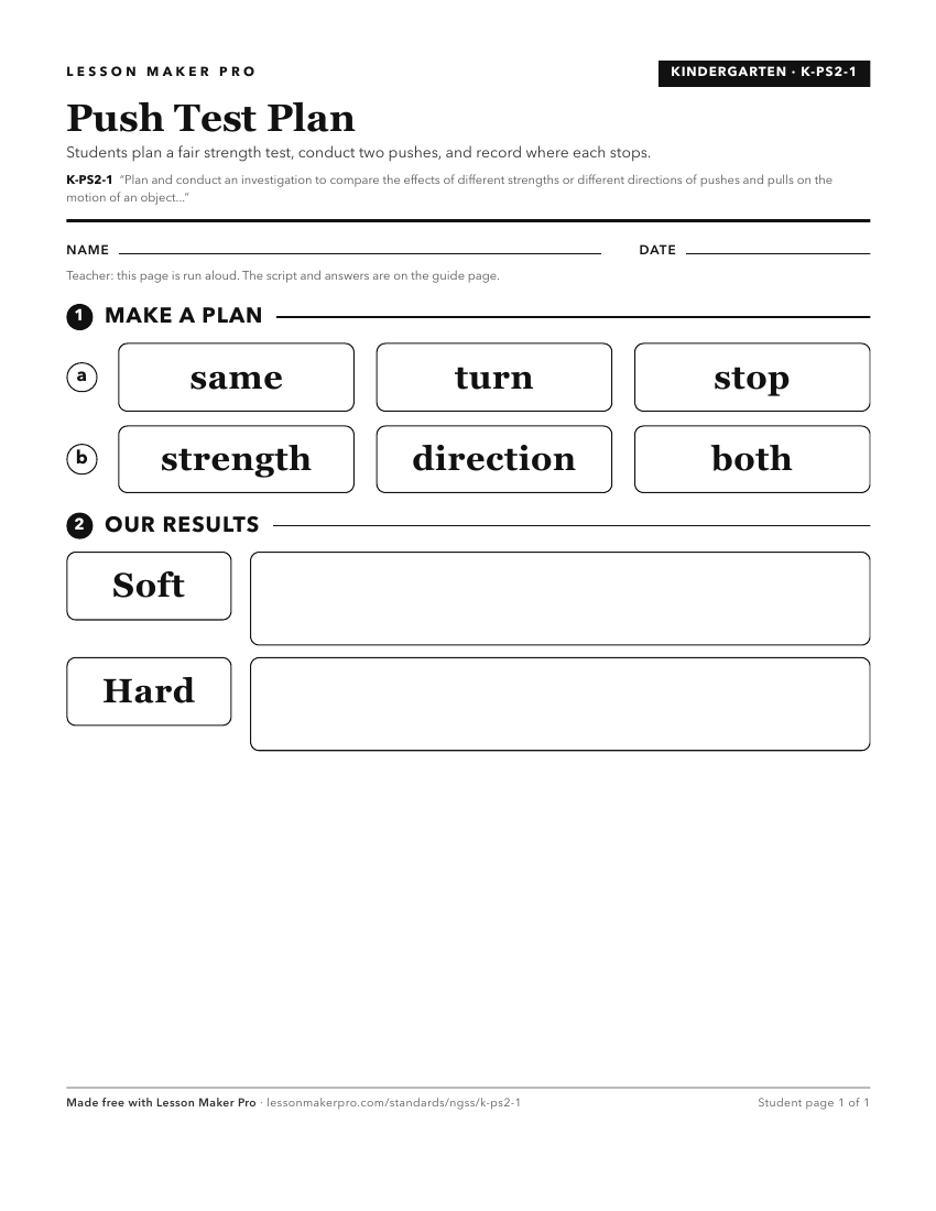 Preview of the K-PS2-1 printable worksheet