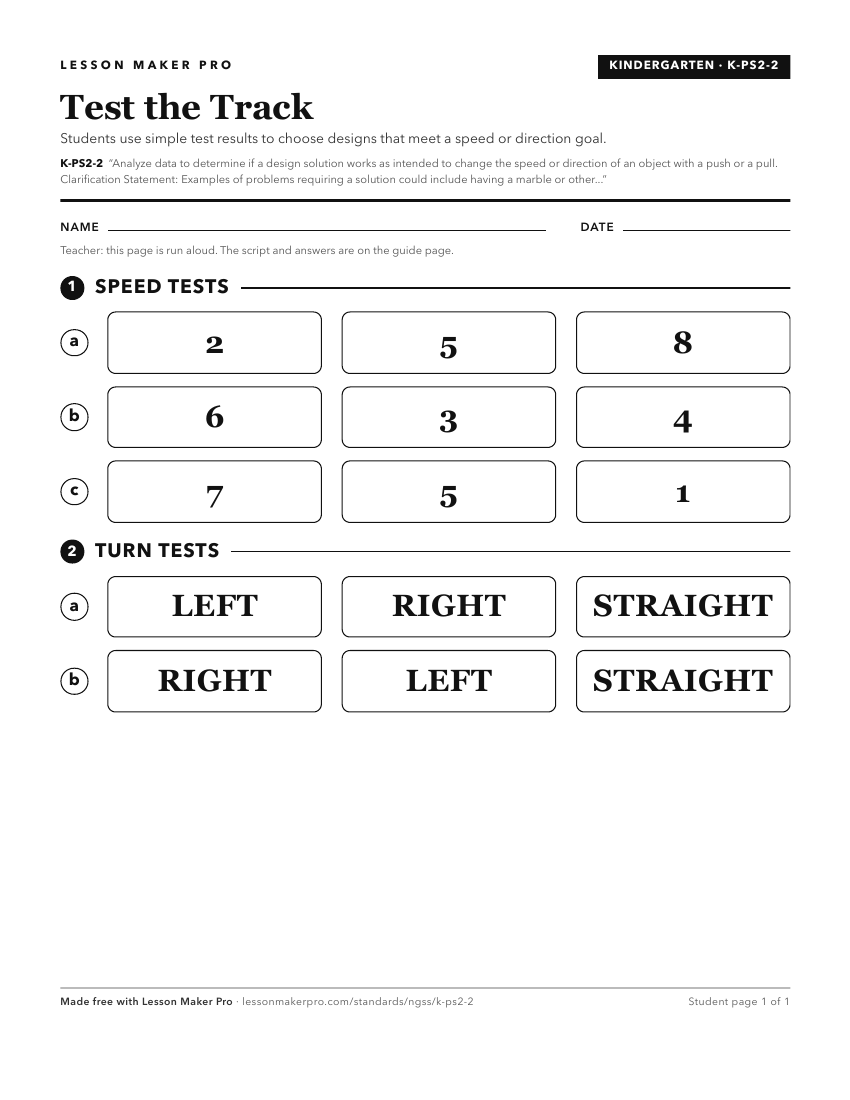 Preview of the K-PS2-2 printable worksheet