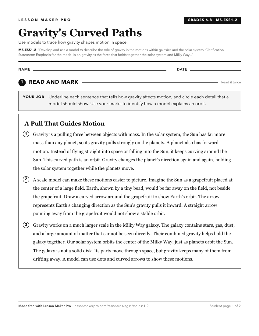 Preview of the MS-ESS1-2 printable worksheet