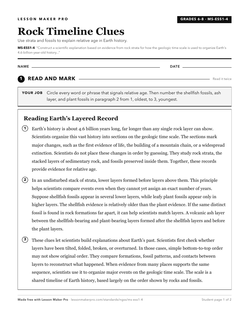 Preview of the MS-ESS1-4 printable worksheet