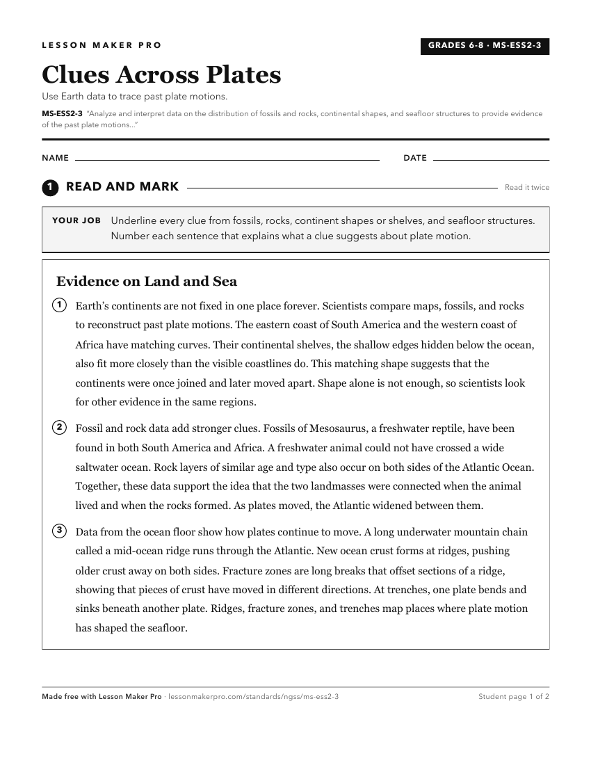 Preview of the MS-ESS2-3 printable worksheet