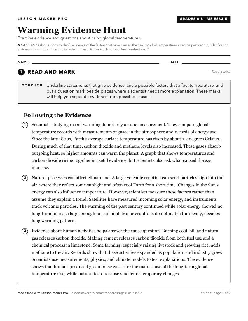 Preview of the MS-ESS3-5 printable worksheet