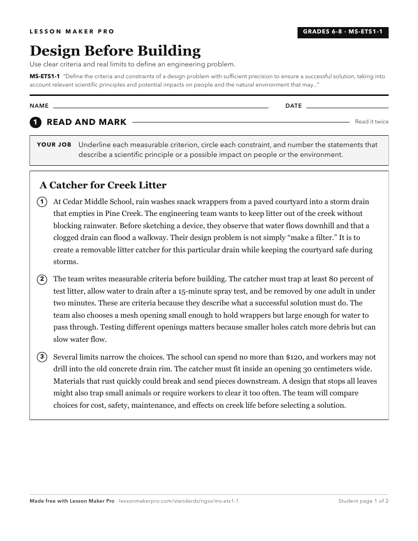 Preview of the MS-ETS1-1 printable worksheet