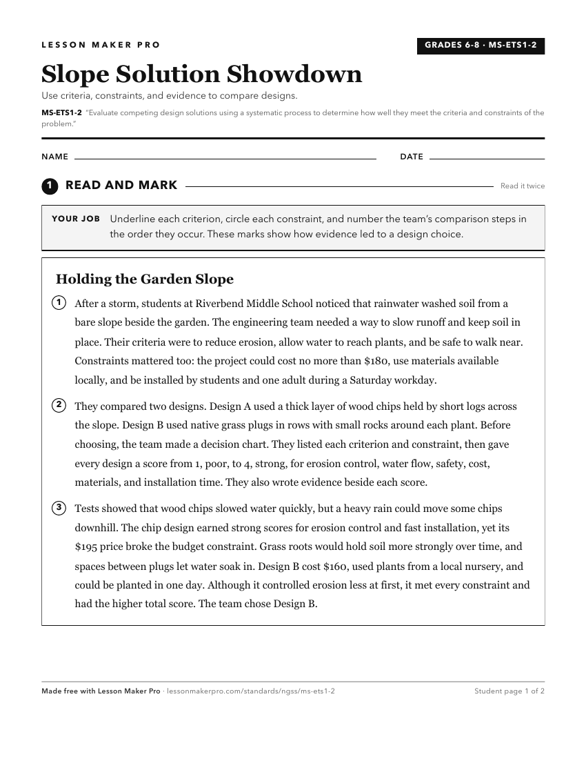 Preview of the MS-ETS1-2 printable worksheet
