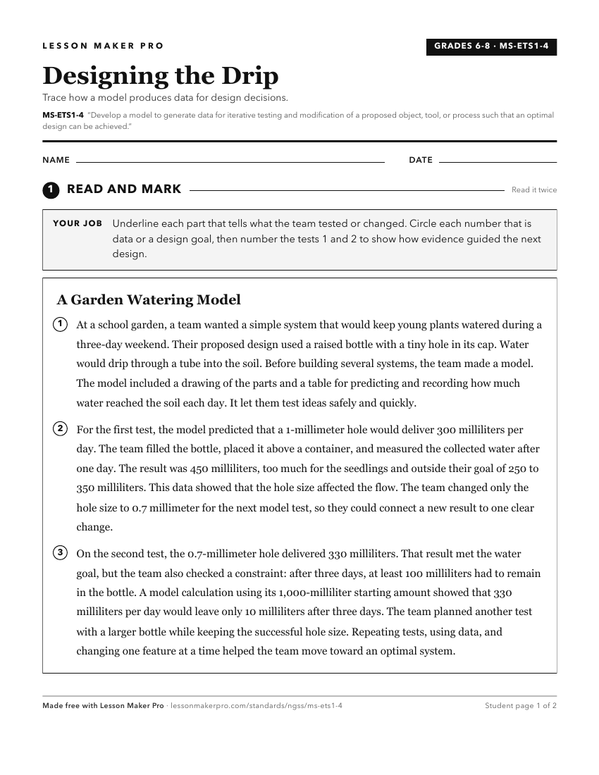 Preview of the MS-ETS1-4 printable worksheet