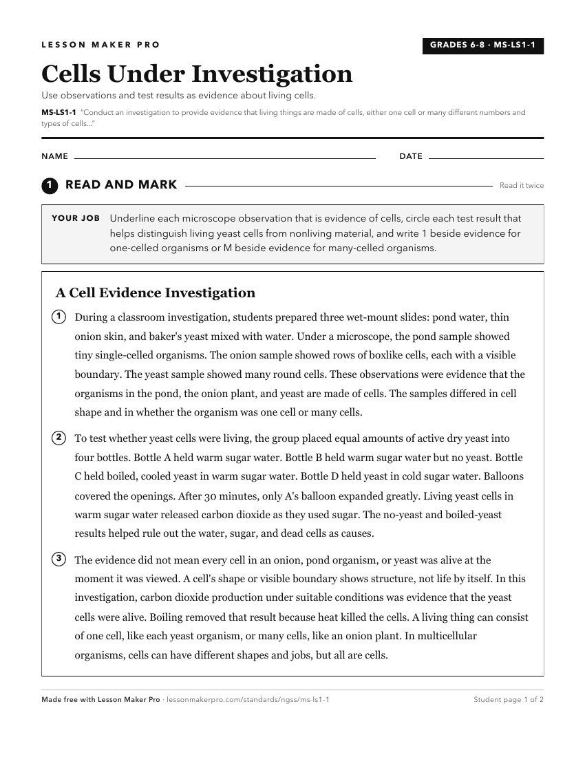 Preview of the MS-LS1-1 printable worksheet
